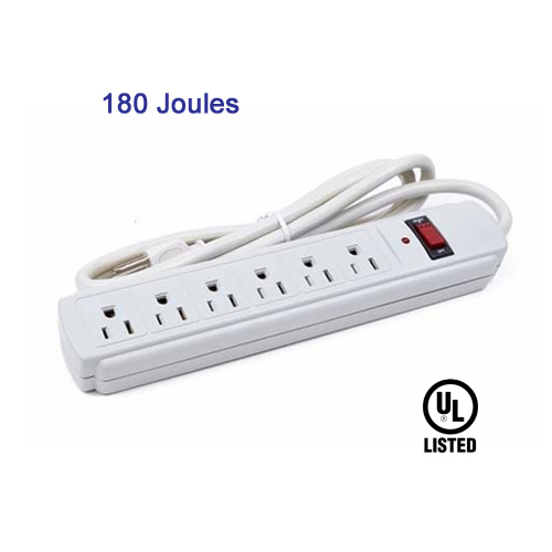 Plastic 6 Outlet Surge Protector Power Bar
