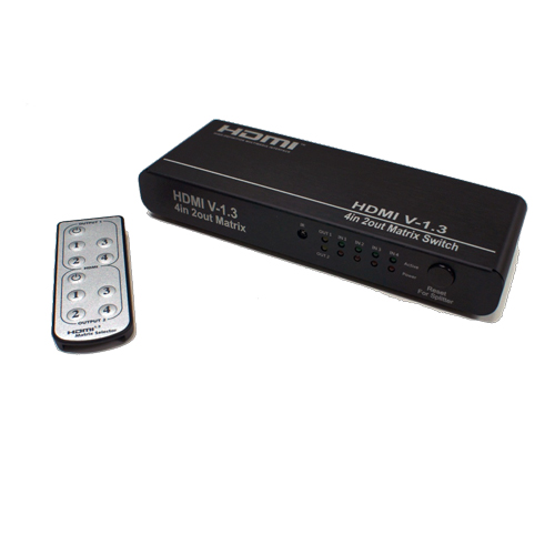 4 in 2 out HDMI V1.3 Matrix Switch with remote control