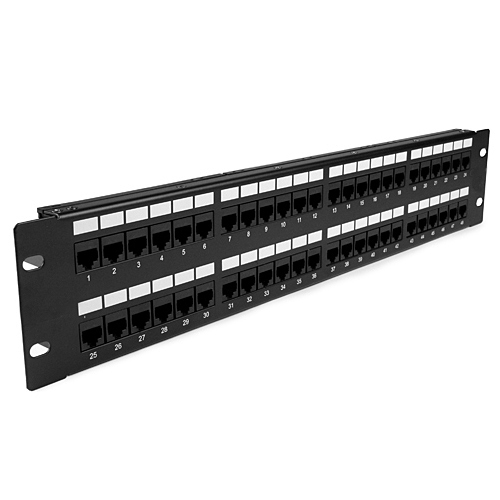 48 Port Cat6 Patch Panel 568A/B 1U Rackmount - Click Image to Close