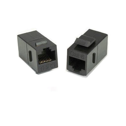 RJ45 Cat6 Female Female Coupler - Keystone Jack Black - Click Image to Close